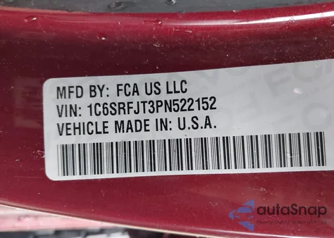 2023 Ram 1500 Laramie из США, поврежденный, VIN 1C6SRFJT3PN522152